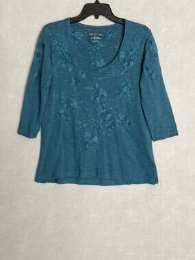 Karyn Seo Enya Tonal Top Floral Embroidered in Deep Lagoon Women's Small NEW
